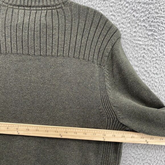Eddie Bauer Sweater Mens Medium Military Green Cardigan Knit Full Zip Dad Casual - Picture 7 of 9